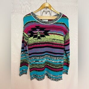 Vintage Cotton Country colorful neon sweater
